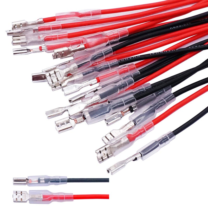Twidec/20Pcs 2.8Mm And 4.8Mm Female Spade Crimp Terminal With Insulating Sleeve And Wire Red + Black Female Spade Quick Splice Assortment Kit - Image 1
